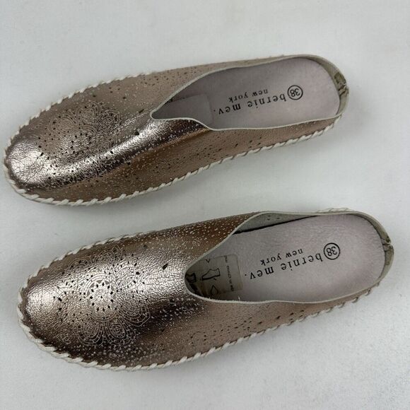 Bernie Mev New York TW168 Rose Gold Metallic Mule Slip On Size 38 (7.5-8) - Picture 3 of 11